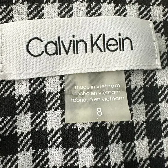 NWTs Calvin Klein Houndstooth Tulip Sleeve Mermaid Skirt Workwear Dress (8) - Picture 13 of 16